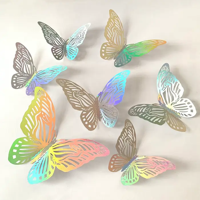 Papier peint papillons creux multicolores