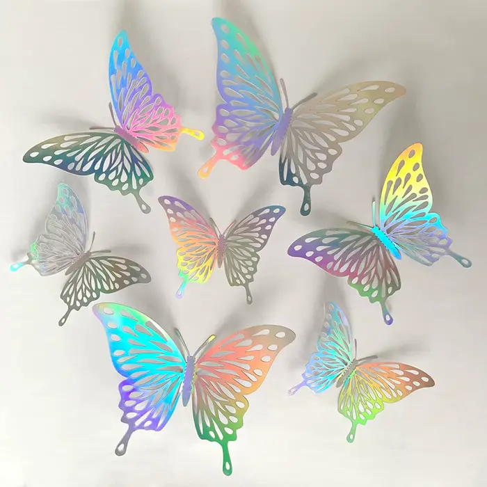 Papier peint papillons creux multicolores