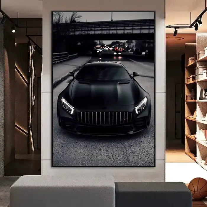 Affiche de voiture de sport de Style industriel noir