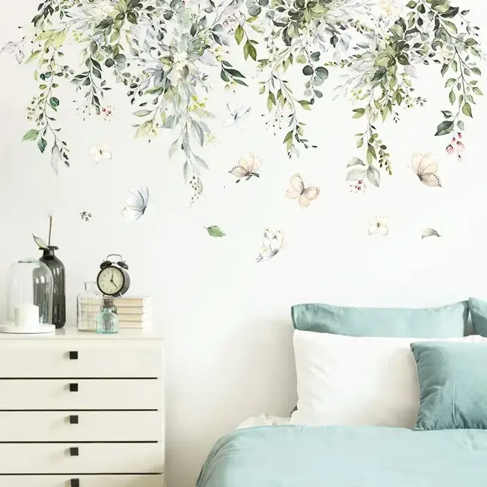 Autocollant Mural fleur plante verte