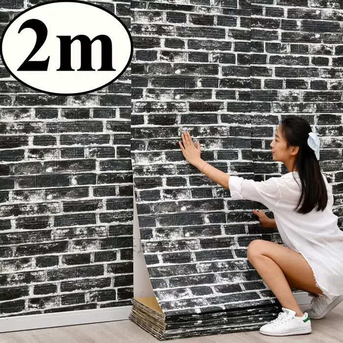 Autocollant mural 3D 70cm x 10m, papier peint Imitation brique rétro continu, auto-adhésif imperméab