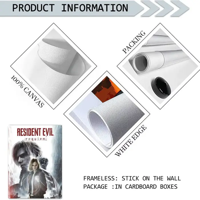 Affiche sur toile Resident Evil Requiem avec calligraphie