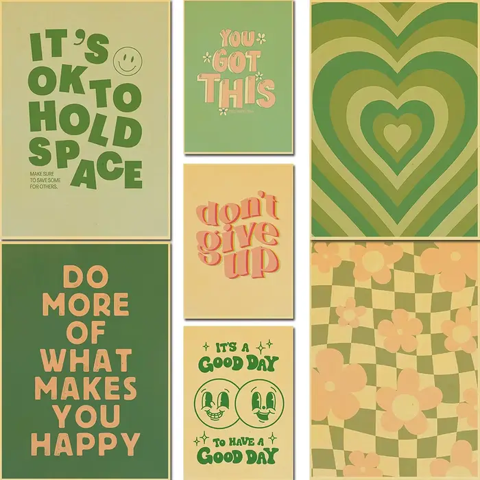 Affiche rétro de mode INS verte inspirante