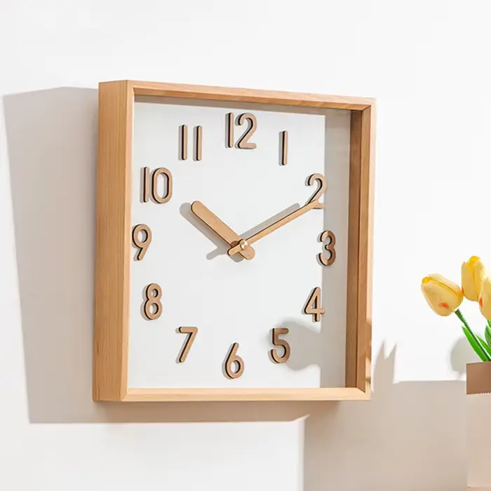 Horloges murales en bois nordique moderne Simple horloge ménage salon