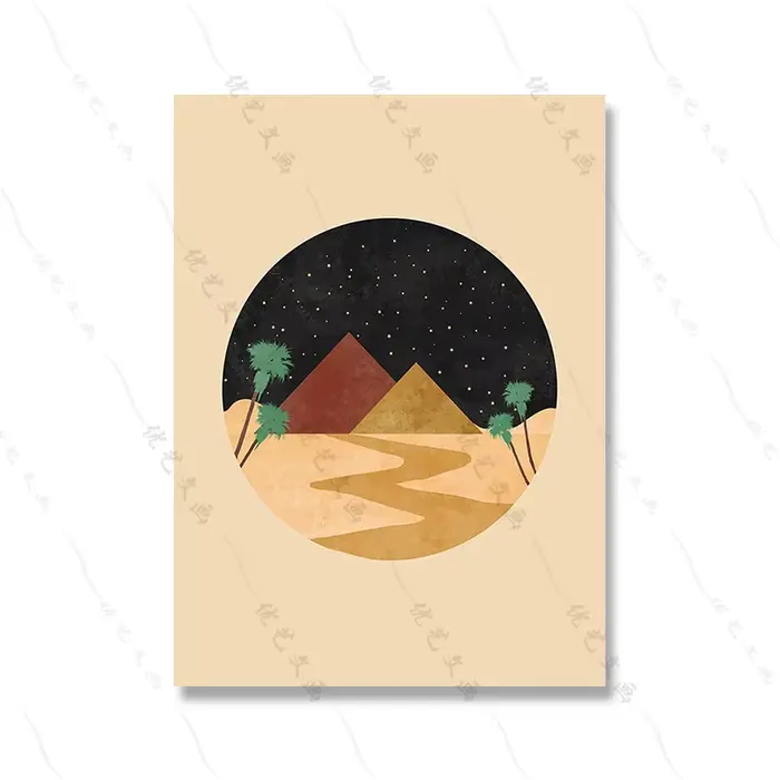 Boho paysage mur Art photos terre cuite coucher de soleil colline désert abstrait toile peinture aff