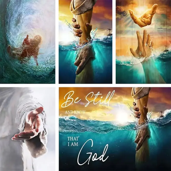Peinture sur toile décorative de Jésus la main de Dieu