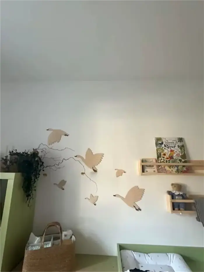 6 pièces/ensemble Ins groupe de bois d'oie volante Niche murale peut être collée dans le mur pour co