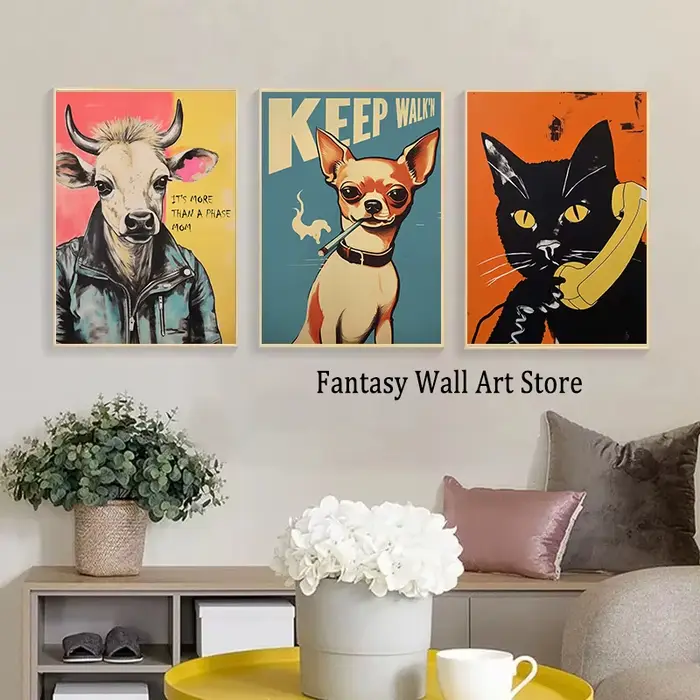 Affiche drôle de chats et de chiens Vintage