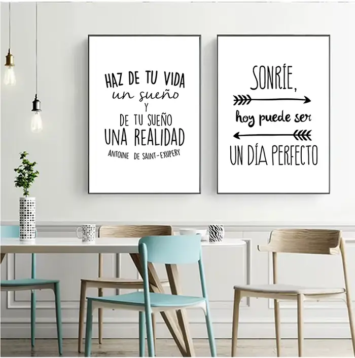 Impression d'art de toile de citation positive espagnole et affiche