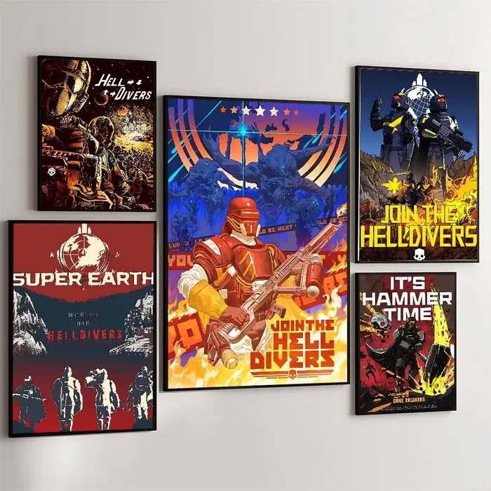 Affiche murale vintage Game H-Helldivers