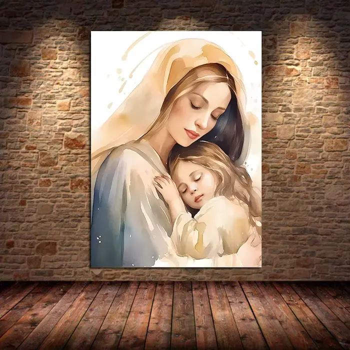 Affiche d'art de la Sainte Vierge Marie avec l'enfant