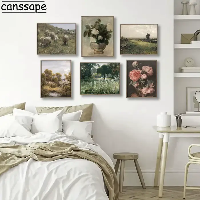 Paysage rural français Vintage Brook toile peinture