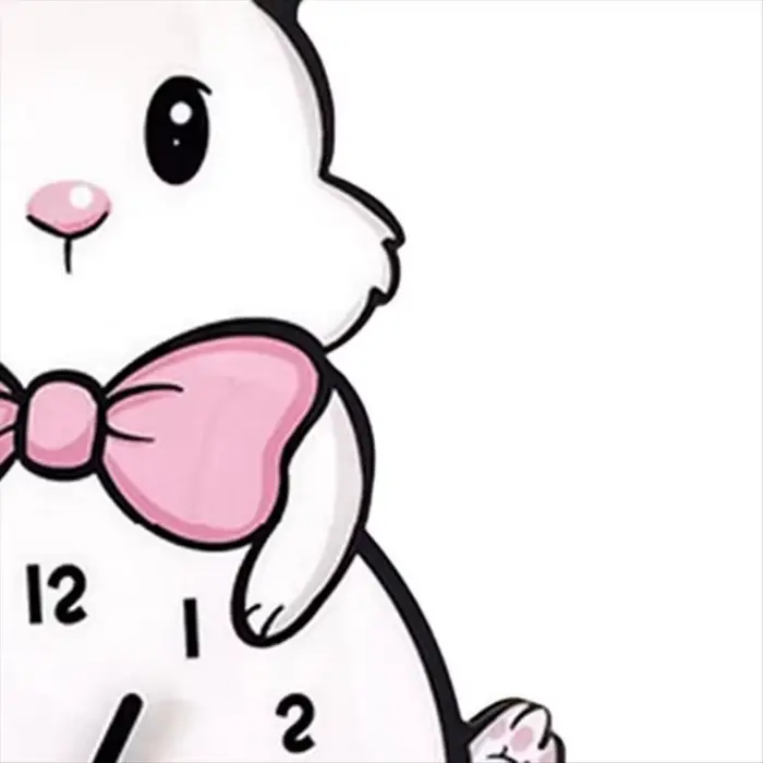 Créatif mignon petit lapin blanc horloge murale suspendue décorative dessin animé