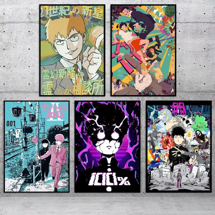 M-Mob P-Psycho 100 Anime affiche autocollant parfait art auto-adhésif conçu pour les espaces de bureau à manger à la maison