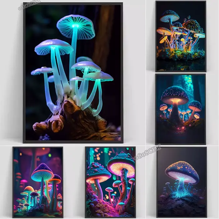 Champignons magiques toile impression affiches