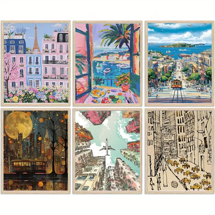 Toile d'art de paysage urbain vibrant
