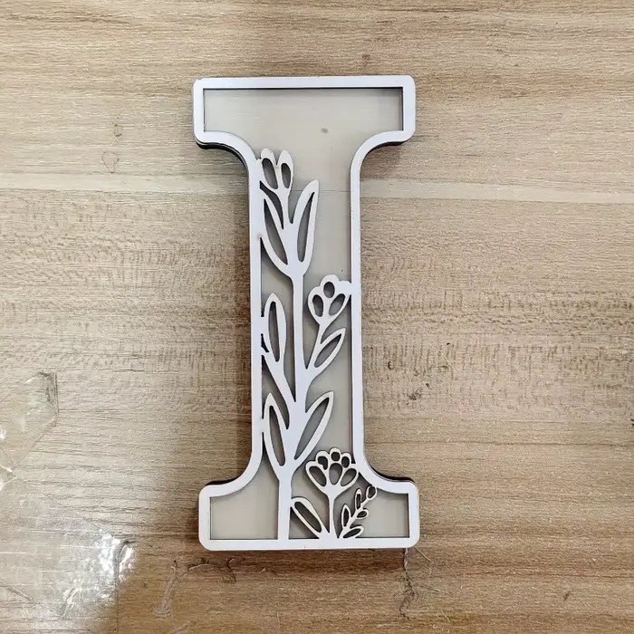 Ensemble de décoration murale avec lettres de l'alphabet en bois, 26 pièces, motif Floral gravé, orn