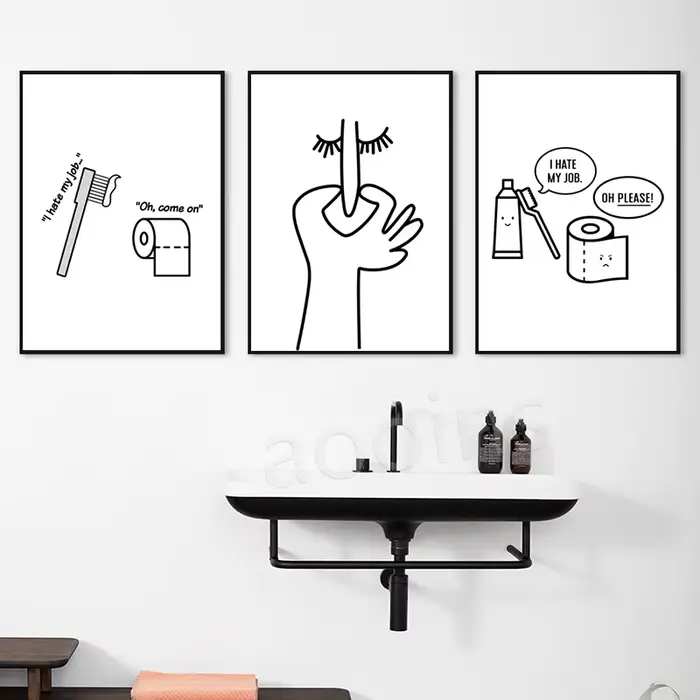 Affiche humoristique en papier toilette et brosse à dents