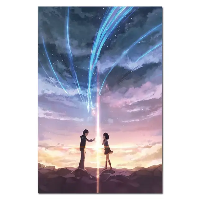 Toile de peinture avec votre nom Kimi No Na Wa, affiches imprimées de dessin animé, tableau d'art mu