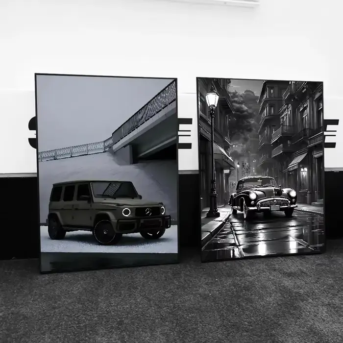 Toile imprimée d'art de voiture de luxe noir et blanc