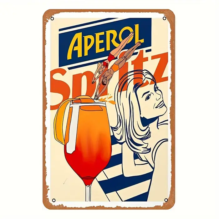 Panneau d'art mural en métal Vintage Aperol Spritz Roostertail, affiche rétro en fer pour Pub, café