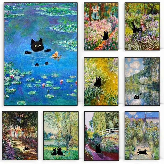 Chat noir drôle et mignon de Claude Monet