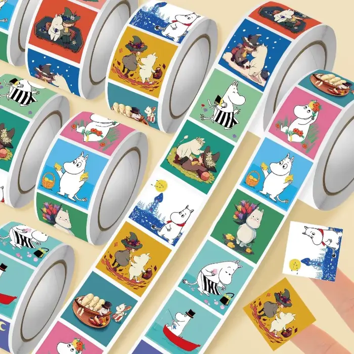Autocollants Kawaii Anime Moomins Série 500 Pièces Personnages de Dessins Animés Mignons Créativité Impression HD DIY Coque de Téléphone Autocollant Graffiti