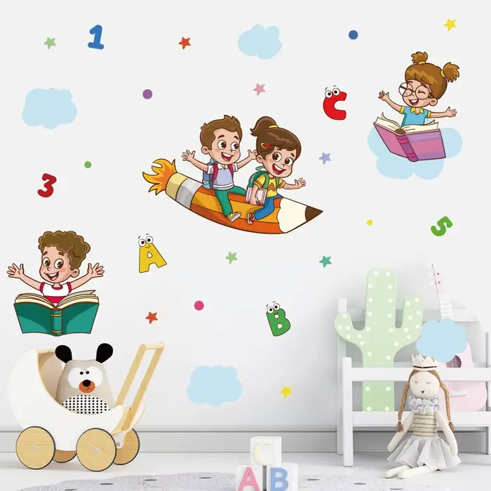 Autocollant mural de livre de lecture de bébé