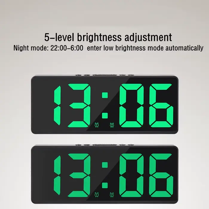 Réveil numérique en acrylique/miroir, commande vocale (alimenté par batterie), horloge de Table, Snooze, Mode nuit, horloges électroniques LED 12/24H