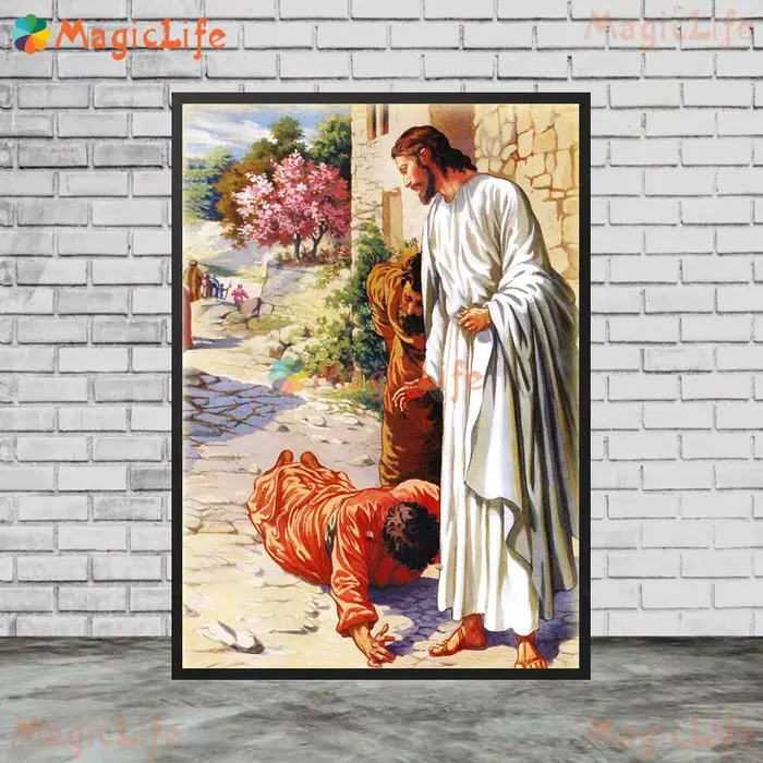 Peinture sur toile avec apogâts croisés