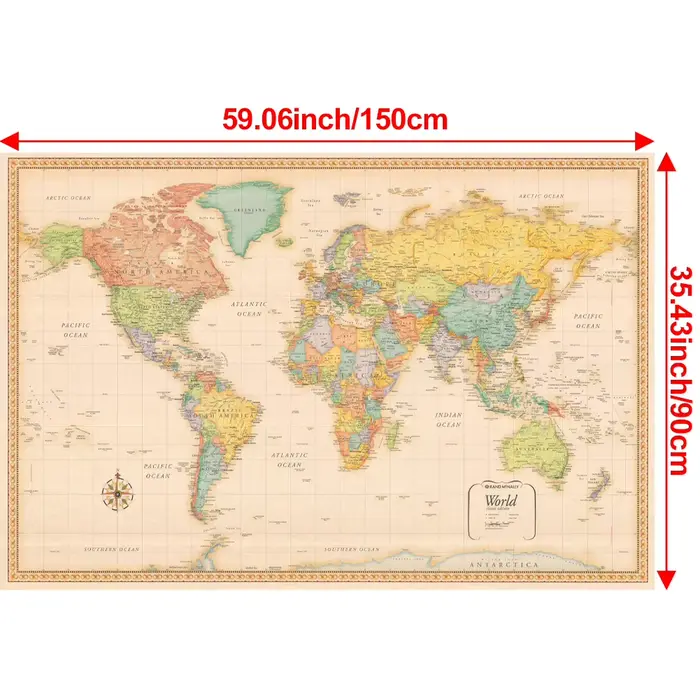 Affiche rétro de la carte du monde