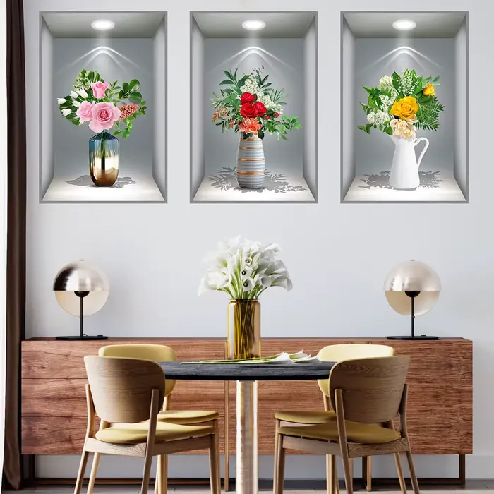 Affiches de triptyque en pot effet 3D