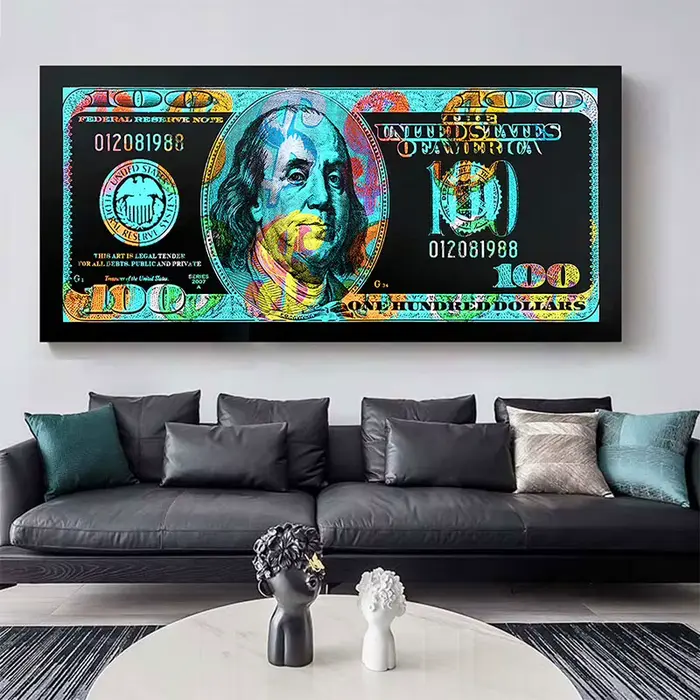 100 Dollar vieil argent mode toile Graffiti esthétique
