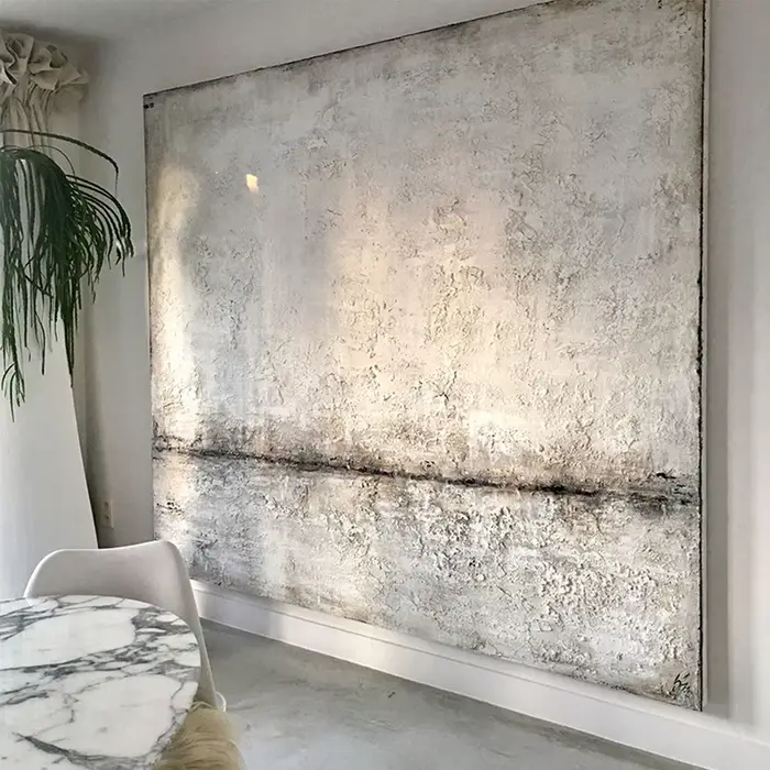 Peinture de paysage abstraite sur toile optique texturée