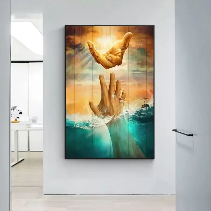 Toile peinture jésus la main de dieu affiches chrétien