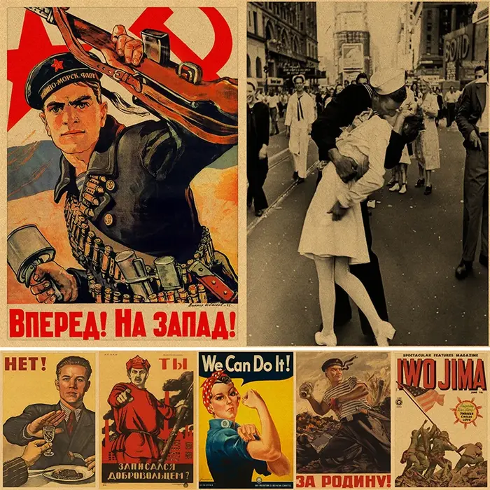 Affiche soviétique de la Seconde Guerre mondiale en papier kraft