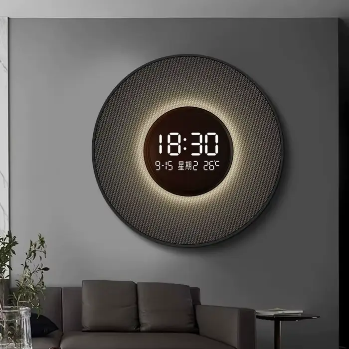 Horloge Circulaire LED pour Décoration de Salon