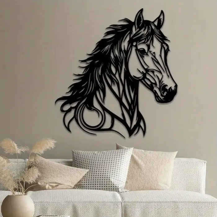 Décor artistique mural cheval en métal