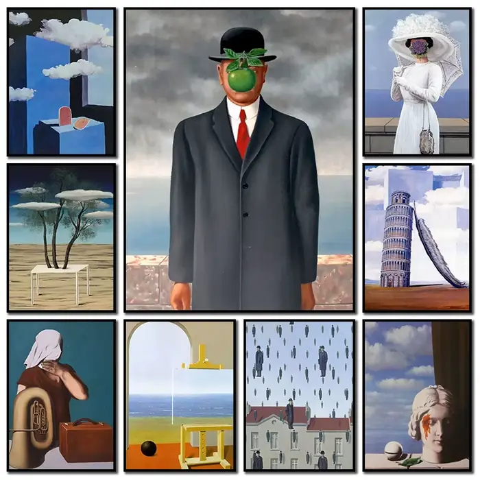 Rene Magritte-Peinture sur Toile avec Surréalisme