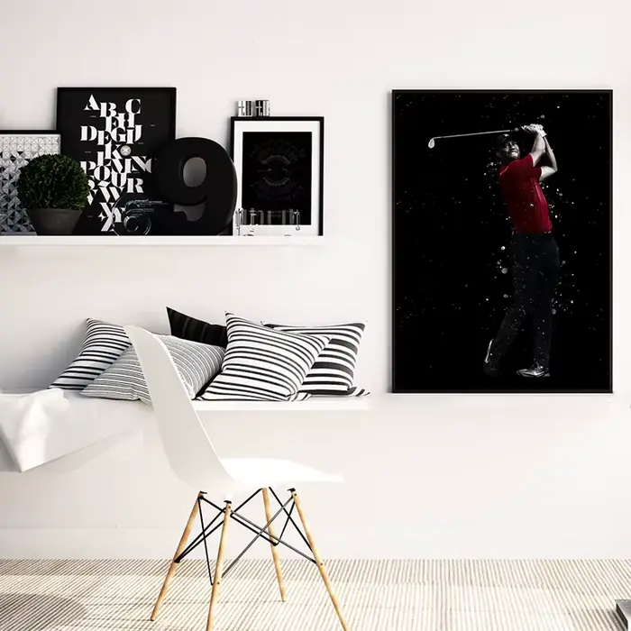 Affiches de joueur de Golf en bois de tigre, Portrait d'art sportif, peinture sur toile, imprimés de décoration murale pour salon, décoration de maison