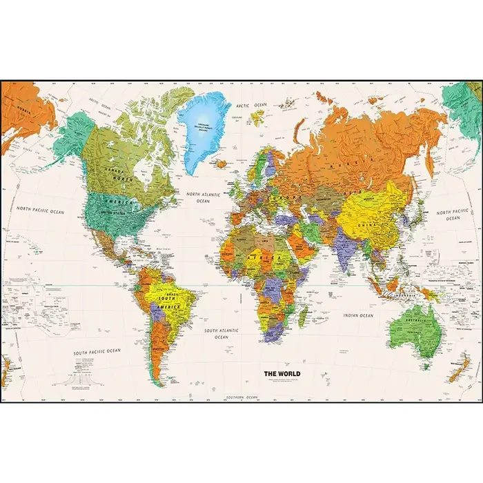 Affiche de carte du monde 150x100cm, Non tissée, sans odeur, vue aérienne, tableau d'art mural sans cadre pour fournitures scolaires, décoration de salle, cadeau