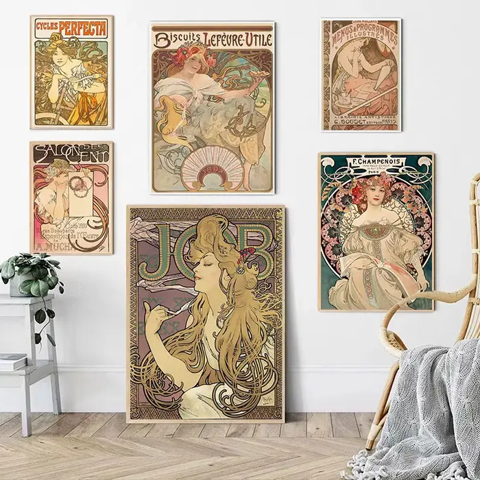 Alphonse Mucha – peinture sur toile Vintage pour femme