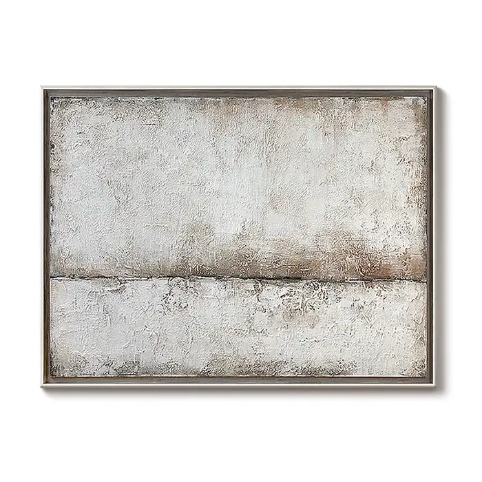 Peinture de paysage abstraite sur toile optique texturée, peinture à l'huile grise, décor de couloir