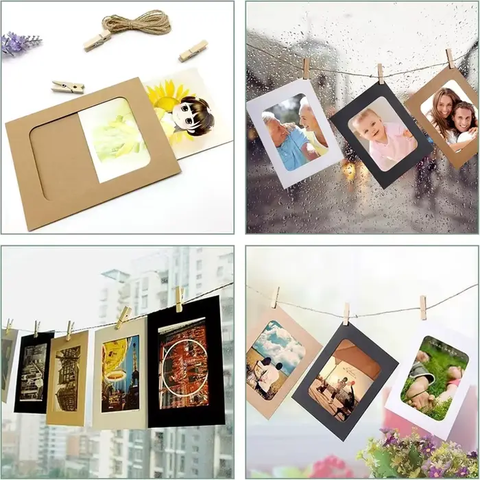30 cadres photo suspendus en kraft pour photos de 4x6 pouces