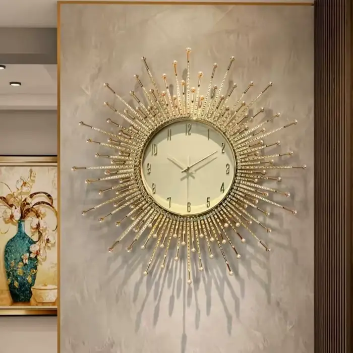 Horloge Murale de Luxe Nordique, Décoration Créative pour Salon, Horloge Murale Artistique, Mouvement Intégré, Décoration Intérieure, Reloj De Pared, Articles de Décoration Tendance