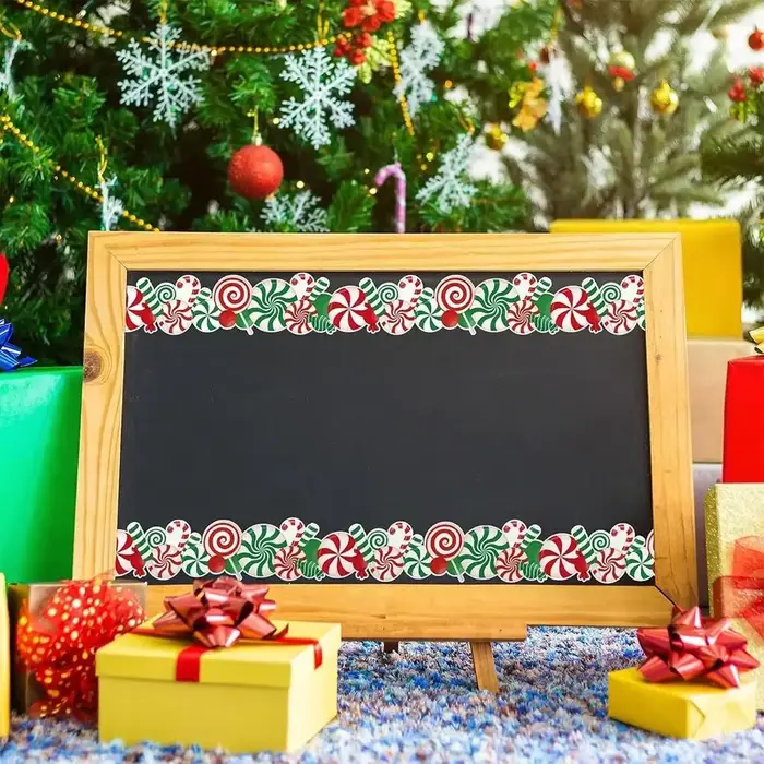 Autocollant décoratif de bordure de bonbons de noël