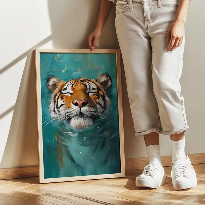 Impression murale de tigre – Téléchargement numérique Peinture de la faune – Affiche