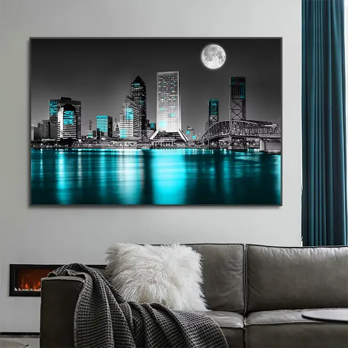 Toile d'art mural de paysage de horizon urbain de New York