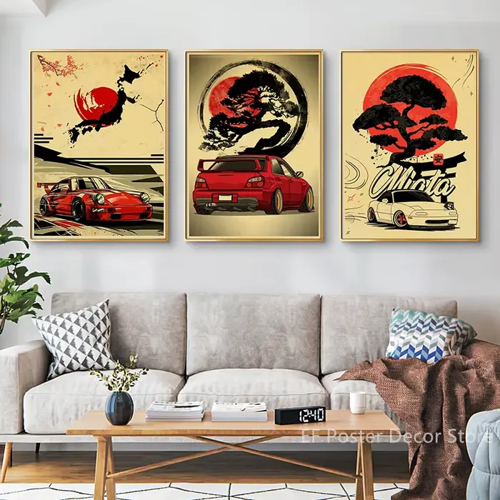 Affiche de samouraï de voitures japonaises
