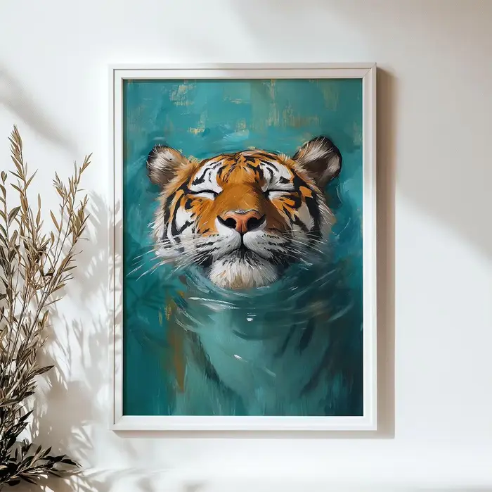 Impression murale de tigre – Téléchargement numérique Peinture de la faune – Affiche